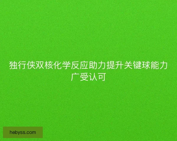 独行侠双核化学反应助力提升关键球能力广受认可
